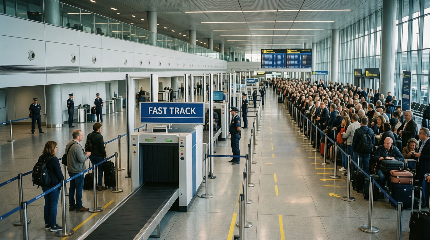 Carril Fast Track en aeropuerto para control de seguridad prioritario
